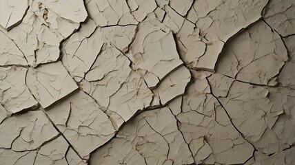 Fototapeta premium Dry cracked earth texture; arid climate; geological surface detail; subtle beige tones; environmental study.