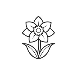 Simple daffodil outline icon on white background