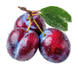 Juicy fresh plums market stall fruit natural view healthy snack isolated on transparent background