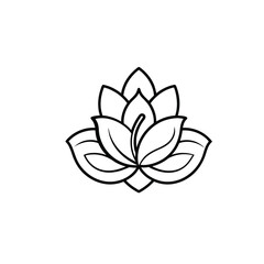 Magnolia flower outline icon on white background © mehnaj
