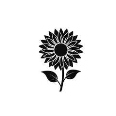 Fototapeta premium Sunflower silhouette vector icon on white background