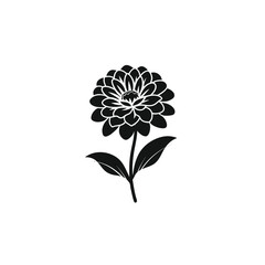 Zinnia flower silhouette icon for design projects