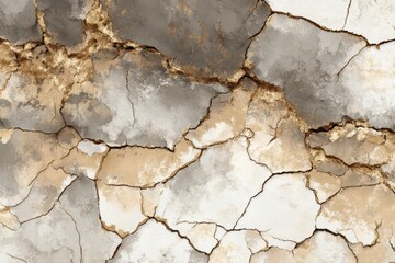 Fototapeta premium Cracked Earth with Golden Veins Texture.