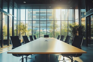 Meeting in a bright, modern office