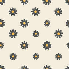 Embrace the trend of playful simplicity with this seamless daisy pattern. Its charming, repeated floral motif in a muted palette is perfect for contemporary and retro-inspired designs