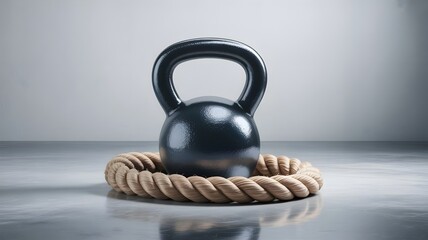 Fototapeta premium kettlebell and rope, fitness-focused, Healthy Lifestyles Concept, created with generative ai
