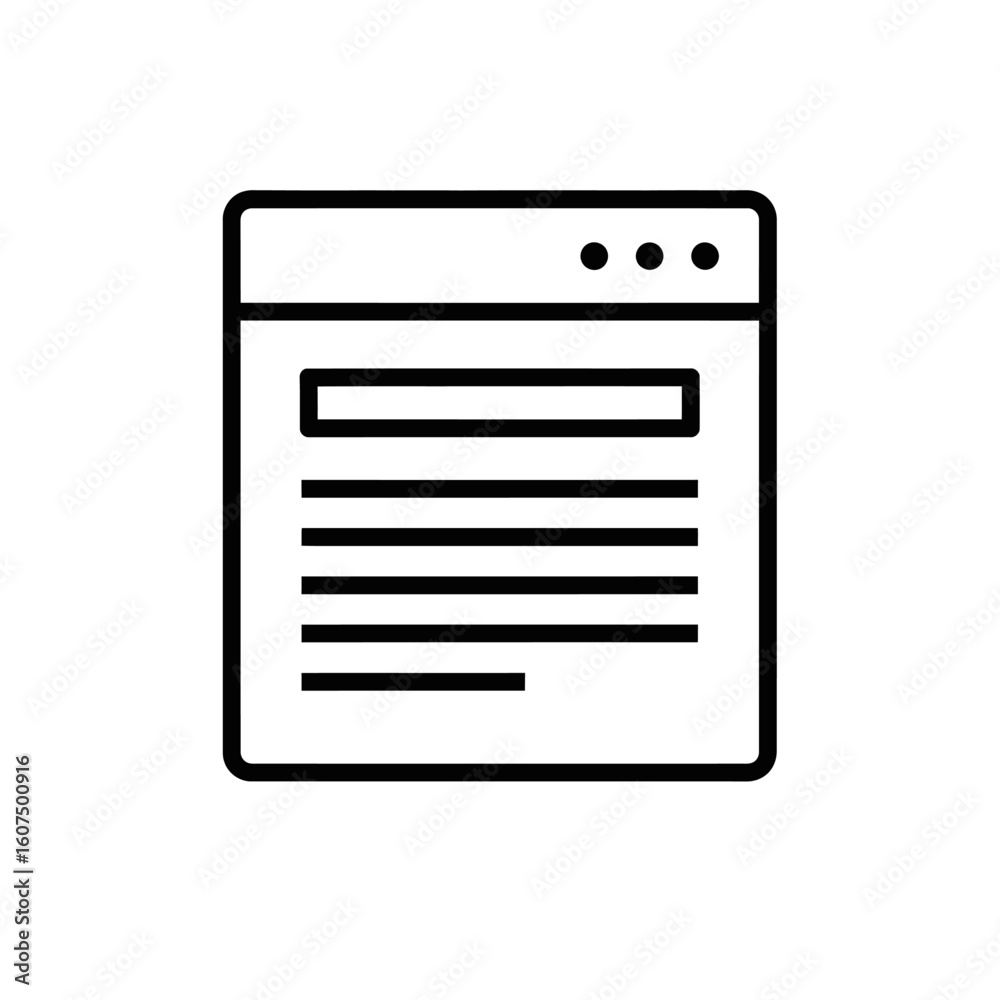 Fototapete a simple line drawing of a webpage with text and navigation dots at top