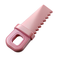 A charming pink hand saw tool with a smooth finish and sharp teeth isolated on transparent background