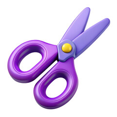Vibrant purple craft scissors with yellow fastener for creative projects isolated on transparent background