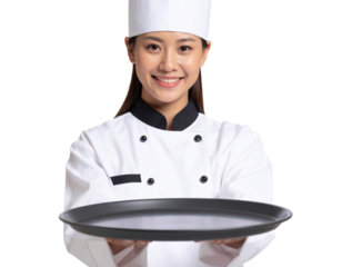 young chef with a pan