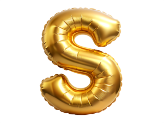    golden letter-s balloon isolated on white background PNG , AI GENERATED