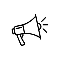 Outline megaphone icon with sound waves on announcement communication