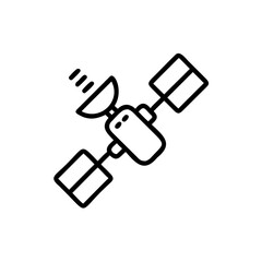 Outline satellite receiver icon with signal waves technology space