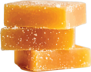 Stacked amber honeycombs with sugar crystals sweet