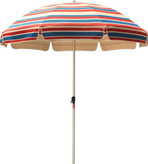 Striped beach umbrella red blue beige vector