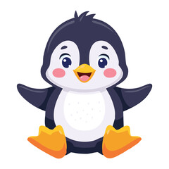Cheerful Penguin Spreading Arms Wide Smiling