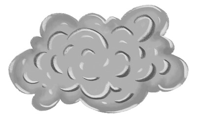 Abstract cloud shape design. Grayscale cloud illustration on transparent background. 