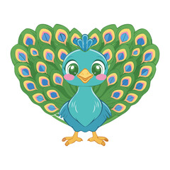 Loving Blue Peacock with Heart Shaped Feathers