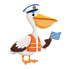Pelican Sailor Holding Greek Flag with Pride