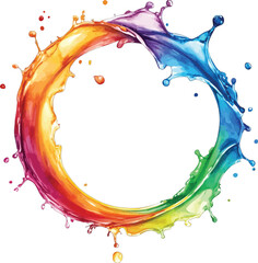 Vibrant rainbow watercolor circle splash paint