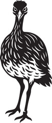 Bird silhouette with patterned feathers graphic, Detailed bird vector in black and white