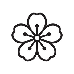 Cherry Blossom Outline Icon Vector on White Background