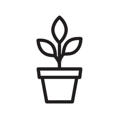 Outline Potted Plant Icon Vector for nature, growth, and indoor decor.