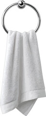White towel hanging on chrome ring fabric texture