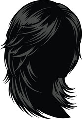silhouette of female hairstyle. salon, beauty, wig. vector illustration