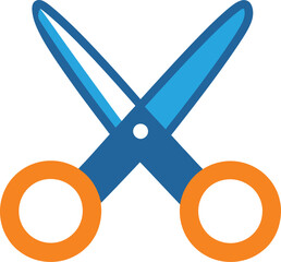 Colorful Scissors Icon Vector Flat Design Cutting Tool for Crafts, School, Office, And Hairdressing