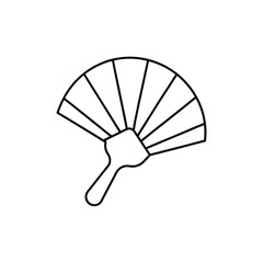 A hand fan line art vector illustration
