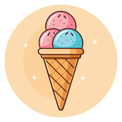 Ice cream logo clipart set. Colorful cone ice cream icon clip art in pictogram style vector illustration color pastel sweet dessert collection.	
