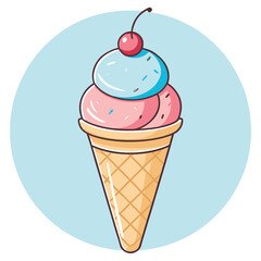 Ice cream logo clipart set. Colorful cone ice cream icon clip art in pictogram style vector illustration color pastel sweet dessert collection.	
