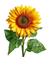 Obraz premium Sunflower blooming brightly nature view floral beauty isolated on transparent background