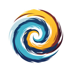 Swirling Circular Brush Stroke in Abstract Spiral Form