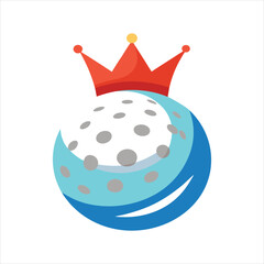 Crowned Golf Ball Vector Icon Illustration