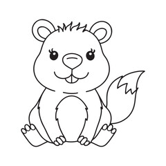 Cute Beaver Outline Cartoon Vector Forest Animal Coloring Page for Kids & Printable Art Projects