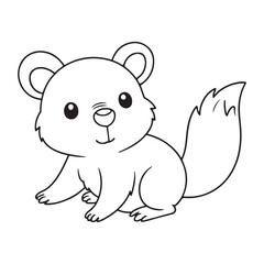 Cute Ferret Outline Cartoon Vector Woodland Animal Coloring Page for Kids & Printable Art