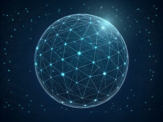 3D Digital Sphere Made of Connected Data Points and Lines