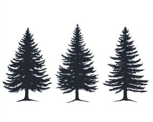 Obraz premium Three silhouette evergreen trees