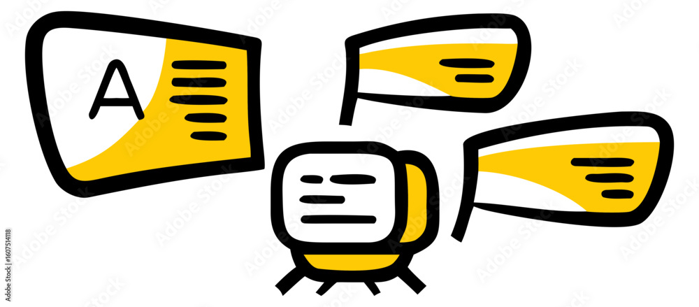 Fototapete illustration of document flags letter a information data file yellow black vector graphic design ele