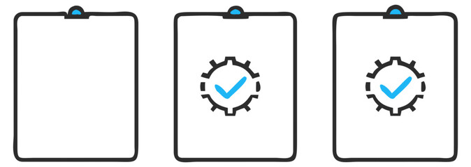 Smartphone device mobile phone setting configuration gear mechanism tick checkmark validation process complete transparent background