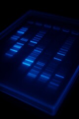 Molecular biology equipment: close-up of a DNA fingerprinting gel