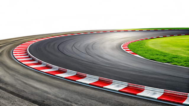   race track with sharp curve and skid marks isolated on white background PNG , AI GENERATED