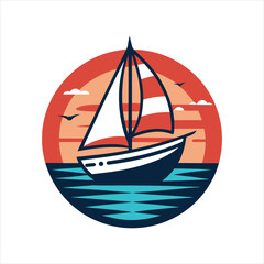 Retro Sailboat Adventure Vector Illustration