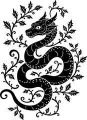 Obraz premium dragon tattoo tribal skull tattoo, rose tattoo gothic art, , flower vector art