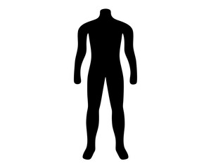 Silhouette of a headless mannequin standing on a white background illustration