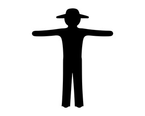 Silhouette of a man with arms outstretched and wearing a hat