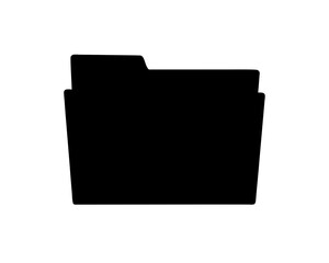 Black Silhouette of an Open File Folder on a White Background