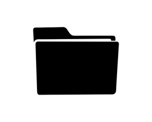 Solid Black Folder Icon on a White Background for Organizing Data